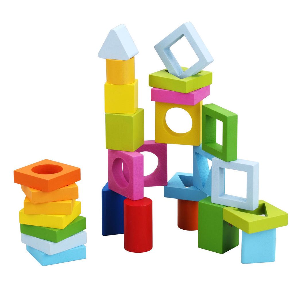 Classic World World Geometrische Houten Blokken, 28dlg.