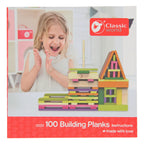 Classic World World Houten Gekleurde Bouwplankjes, 100dlg.