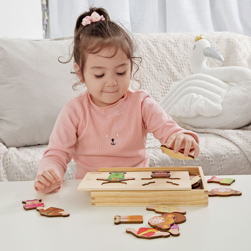 Classic World World World Houten Aankleedpuzzel Outfits, 26st.