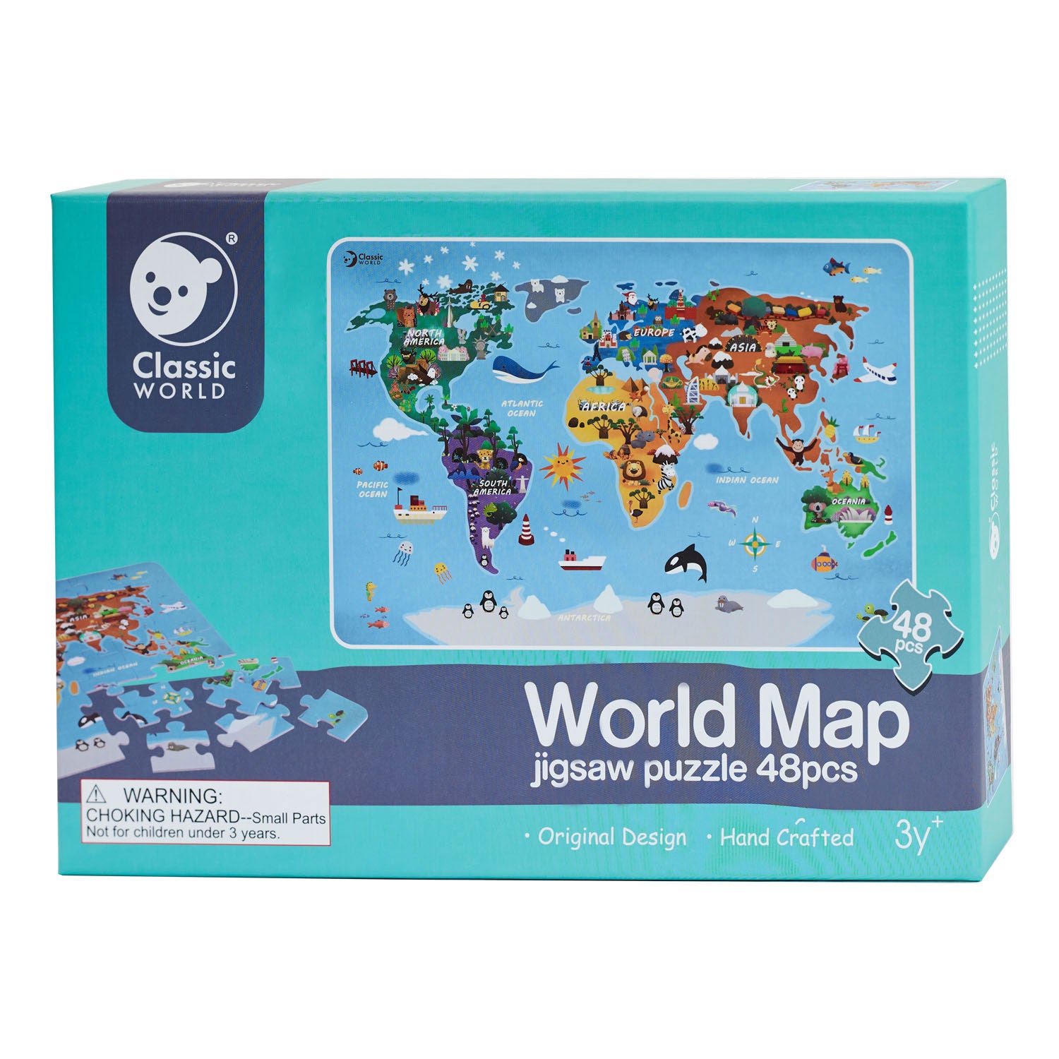 Classic World World World Houten Legpuzzel Wereldkaart, 48st.