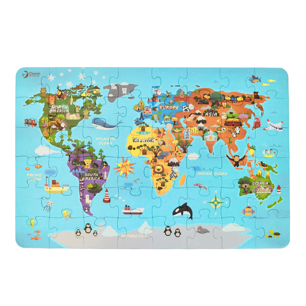 Classic World World World Houten Legpuzzel Wereldkaart, 48st.