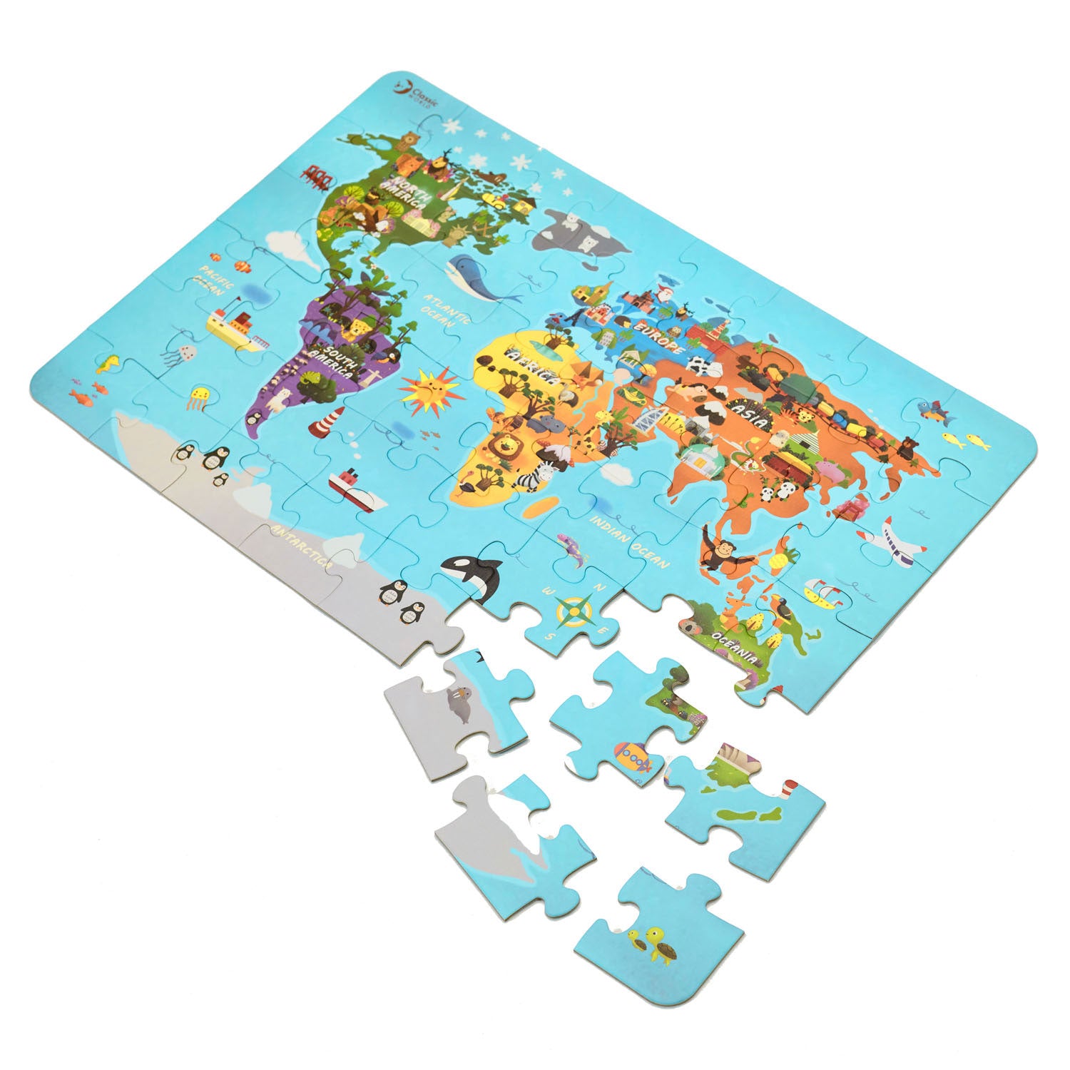 Classic World World World Houten Legpuzzel Wereldkaart, 48st.