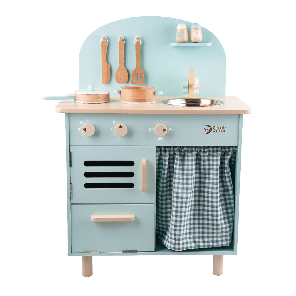 Classic World World World Houten Speelgoedkeuken Retro Blauw, 20dlg.