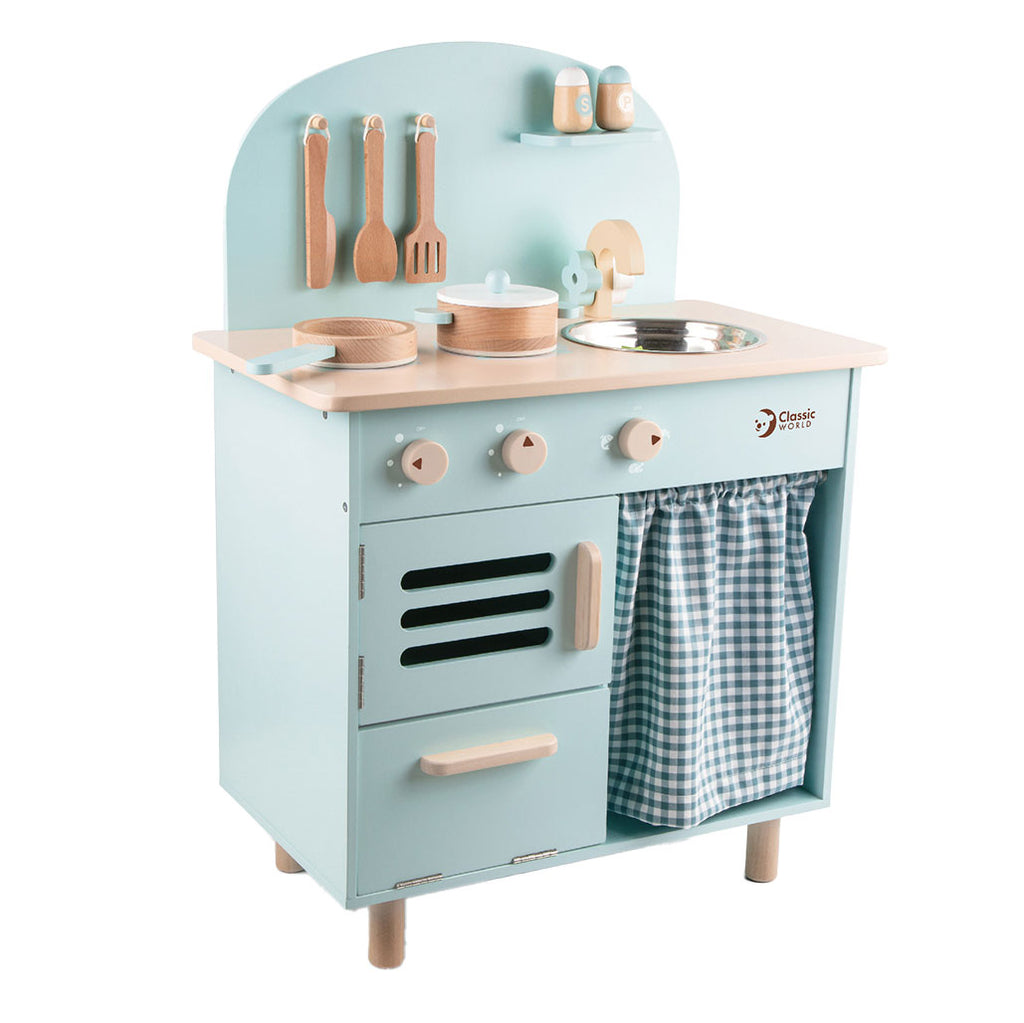 Classic World World World Houten Speelgoedkeuken Retro Blauw, 20dlg.