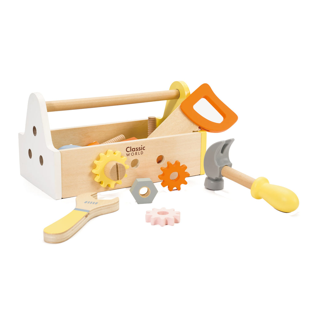 Classic world houten timmermanset met gereedschapskist, 18dlg.