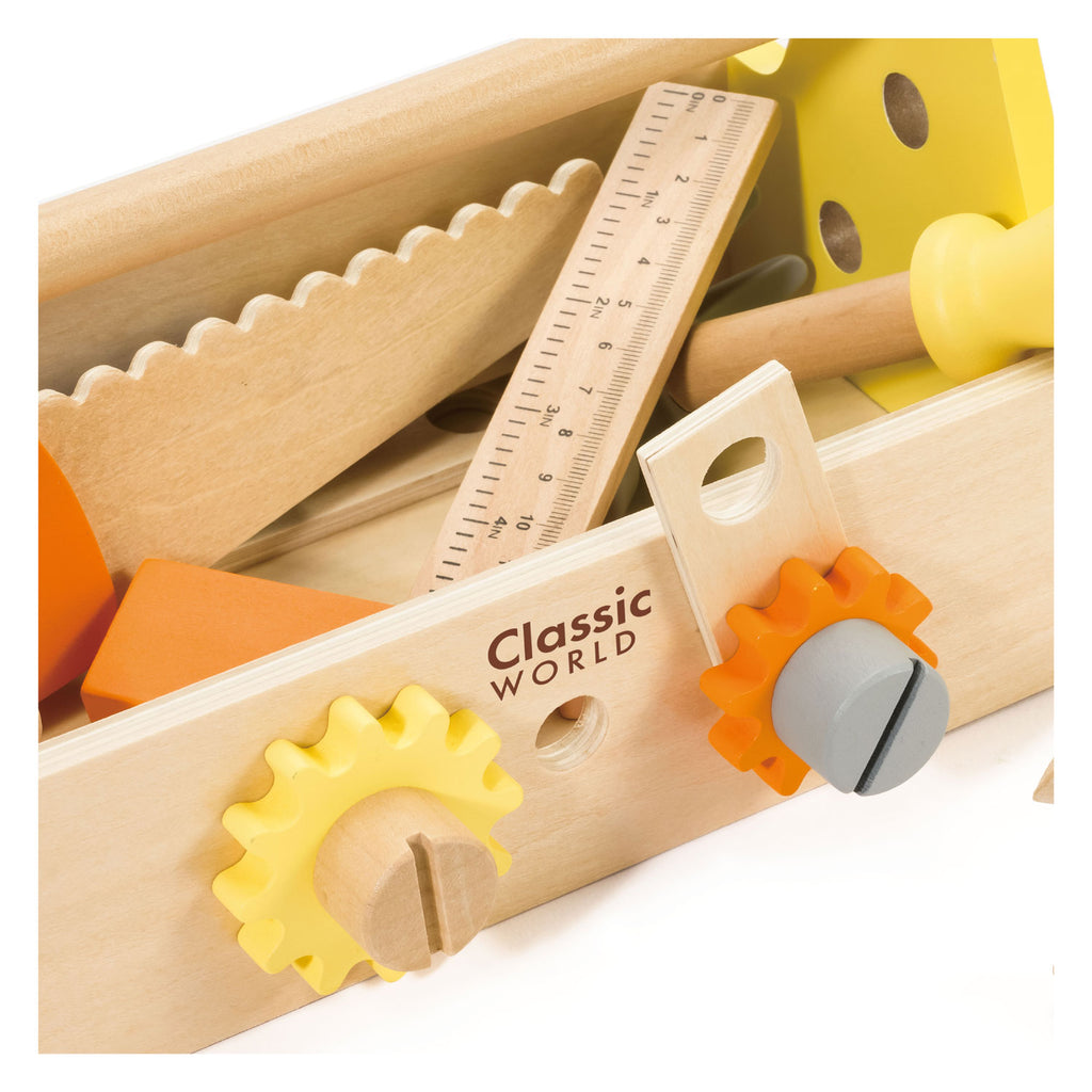 Classic world houten timmermanset met gereedschapskist, 18dlg.
