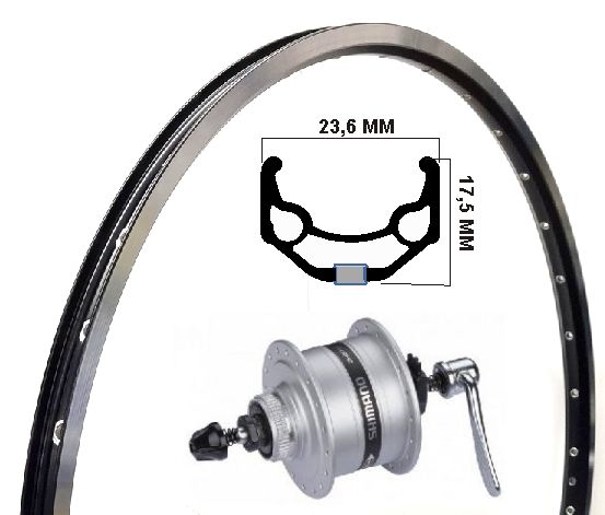 Kgs voorwiel 28inch (622) zac19 zw/zilver naafd+disk 6v3w uitvalnaaf