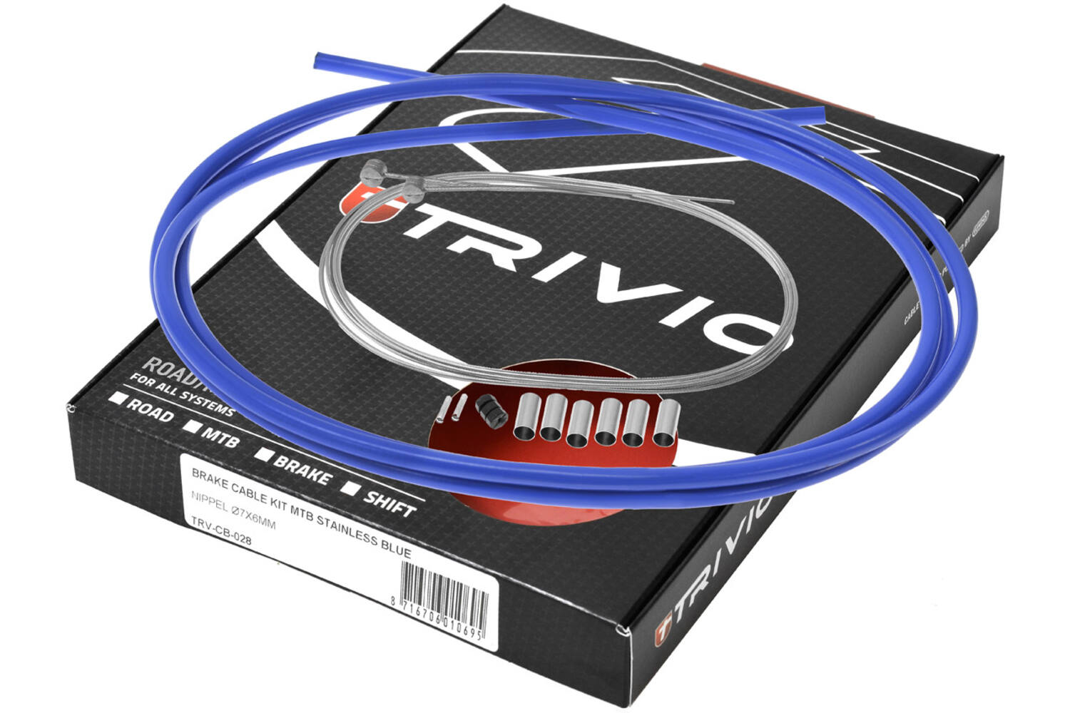 Trivio - mtb compleet remkabel kit rvs blauw