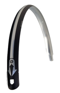 Curana Achterspatbord 28 inch kunststof 46 mm mat zwart/zilveren bies