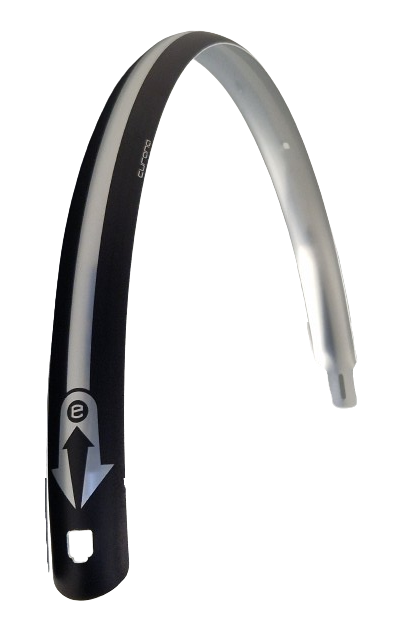 Curana Achterspatbord 28 inch kunststof 46 mm mat zwart/zilveren bies