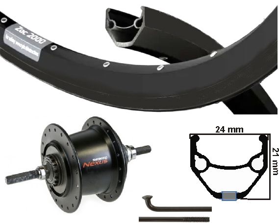 Kgz achterwiel 28inch (622) velg zw spaak zw nexus7 rb zwart