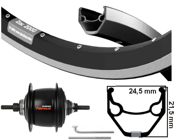 Kgs Achterwiel 28 inch (622) zac2000 zwart nexus 8 centerlock zwart
