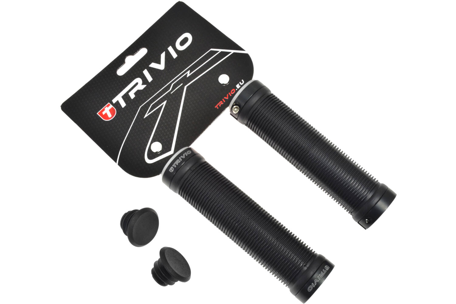 Trivio - fiets handvatten geribbeld grip zwart + lock-on zwart
