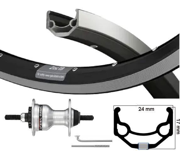 Kgs voorwiel 28 inch (622) mach 1 er10 zwart zilver rollerbrake vaste as