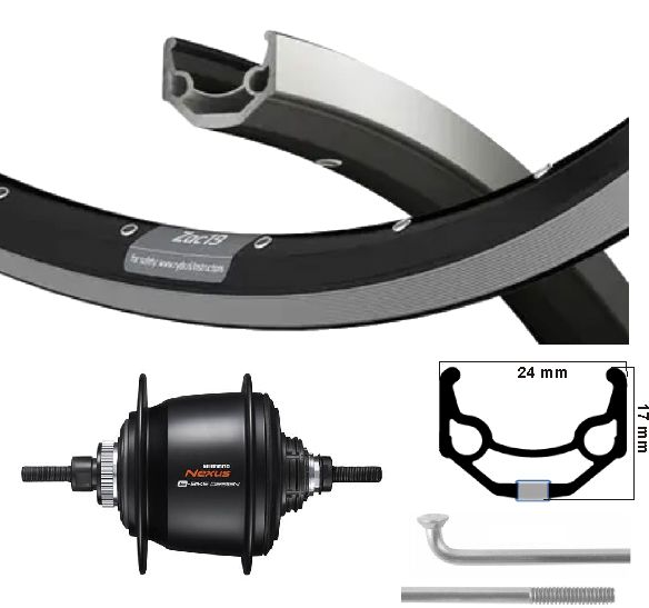 Kgs Achterwiel 28 inch (622) zac19 zwart nexus 5 disc zwart