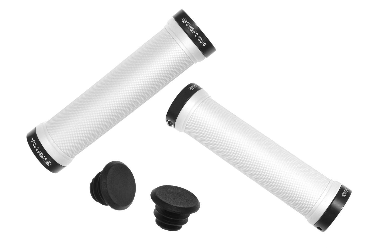 Trivio - fiets handvatten diamant grip wit lock-on zwart