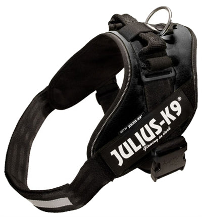 Julius k9 Idc power-harnas tuig voor labels zwart