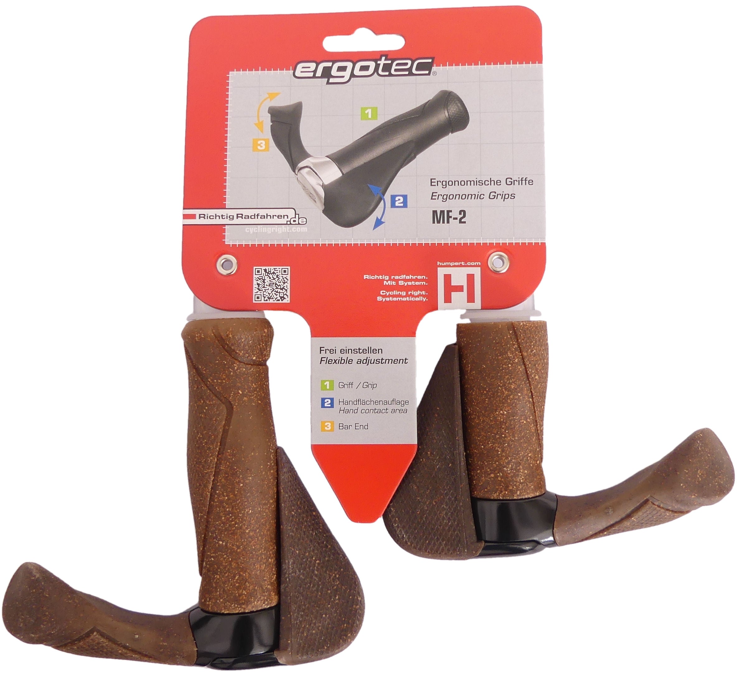Handvatpaar MF2 kurk aluminium 130 + 87 mm -