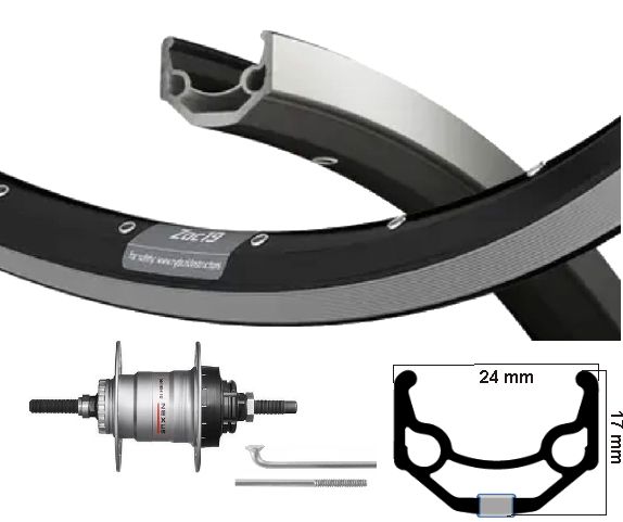 Kgs Achterwiel 28 inch etrto 622 alu zwart zac19 nexus 3 r.brake