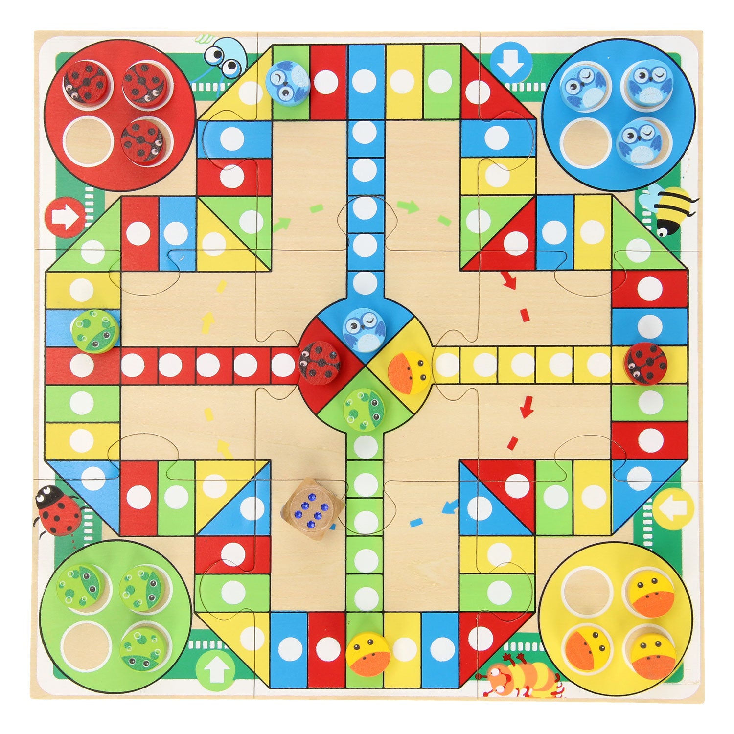 Houten Ludo & Boter Kaas en Eieren Reisspel, 2in1