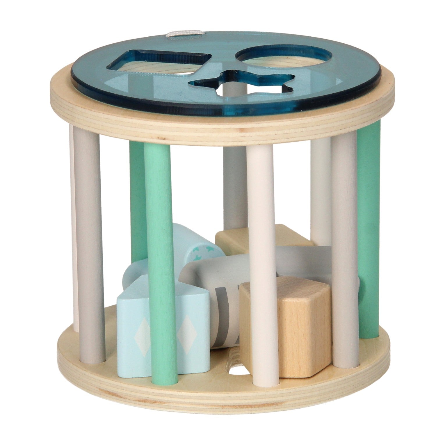 Houten Vormenstoof Pastel Blauw