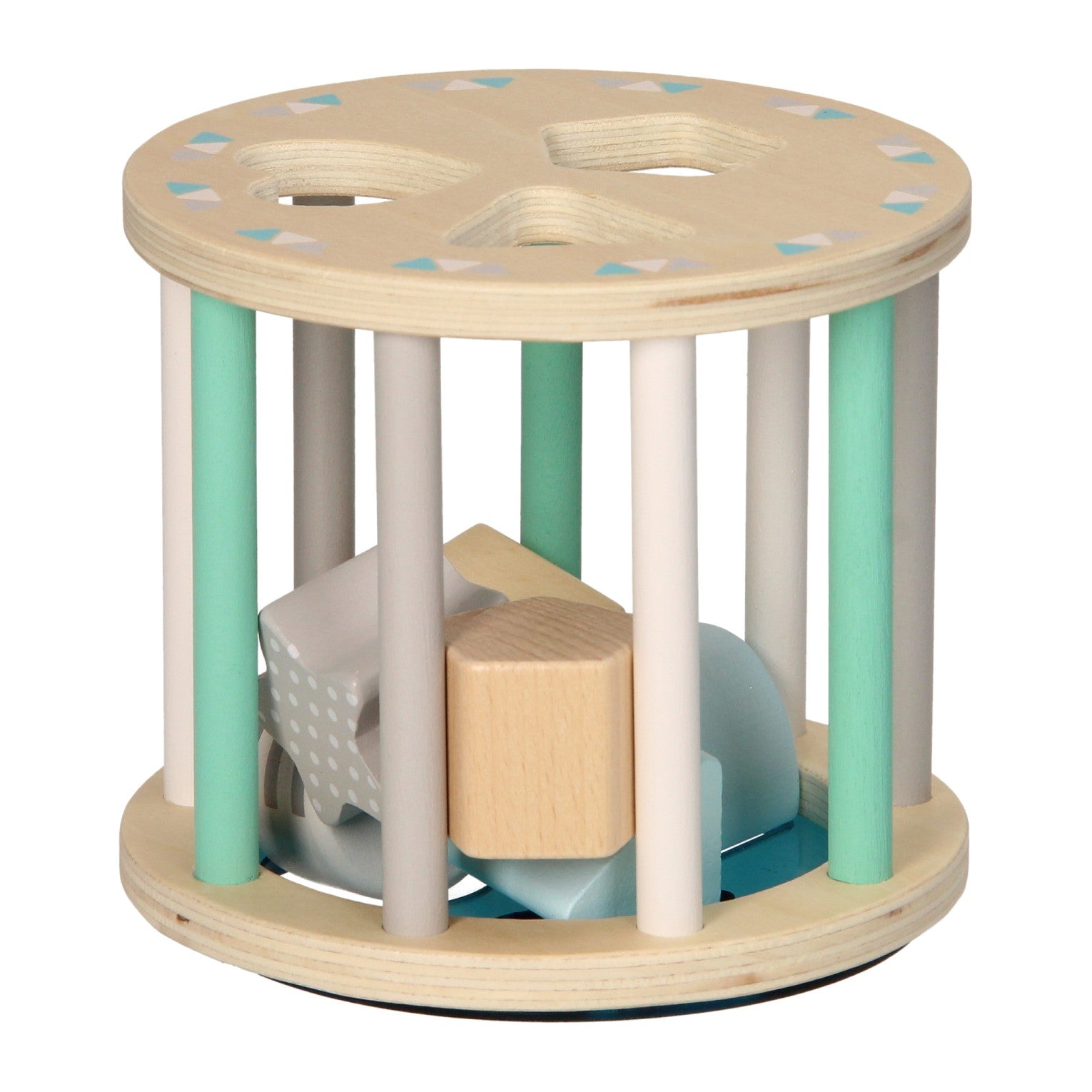 Houten Vormenstoof Pastel Blauw