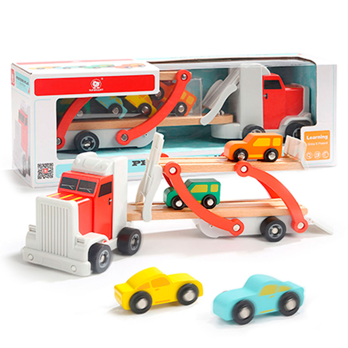 Topbright Houten Transporter met Auto's