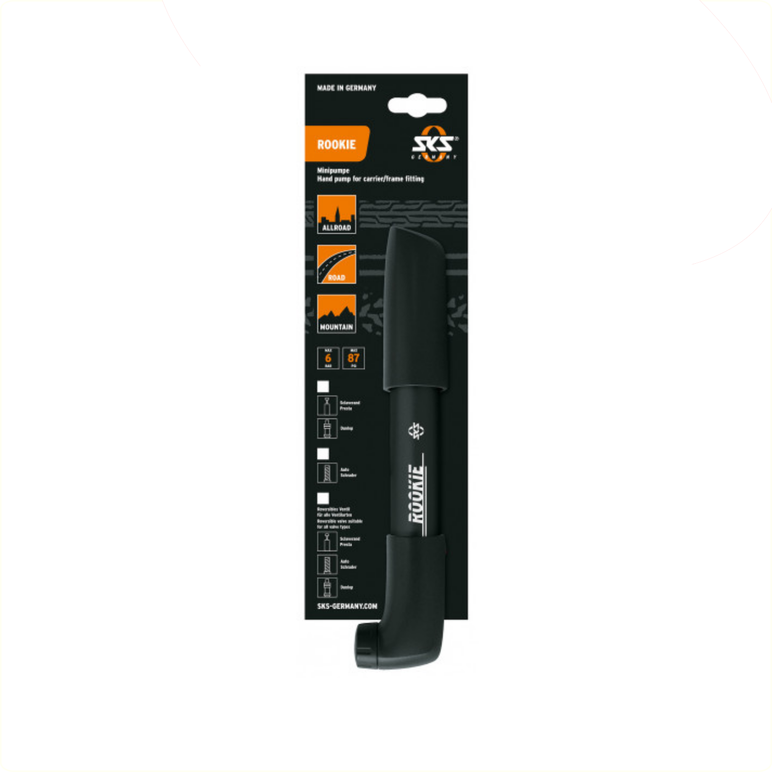 SKS Rookie 3 zwart lengte 265-280mm. geschikt voor alle ventielen