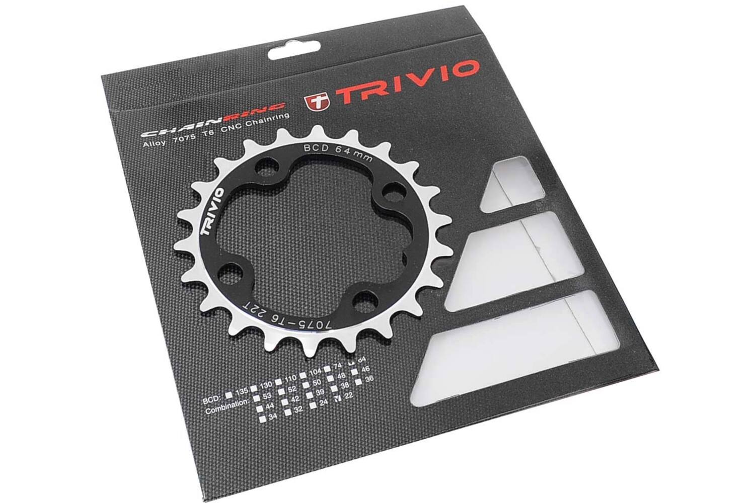 Trivio - mtb kettingblad 22t. 9 10 speed 64 bcd 4-arm