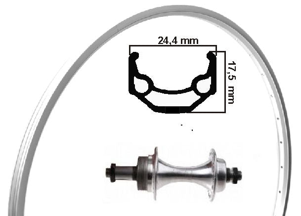 Kgs achterwiel 28 inch (622) stratos zilver freewheel uitval