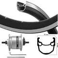 Kgs voorwiel 28 inch (622) velg zwart zilver naafdynamo 6v 3 w vast