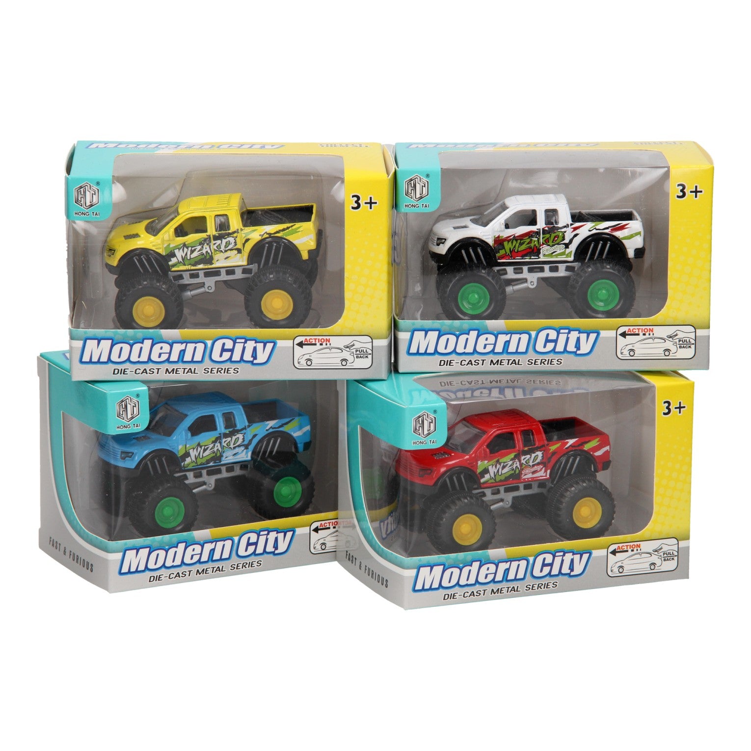 Die-cast pull back monstertruck