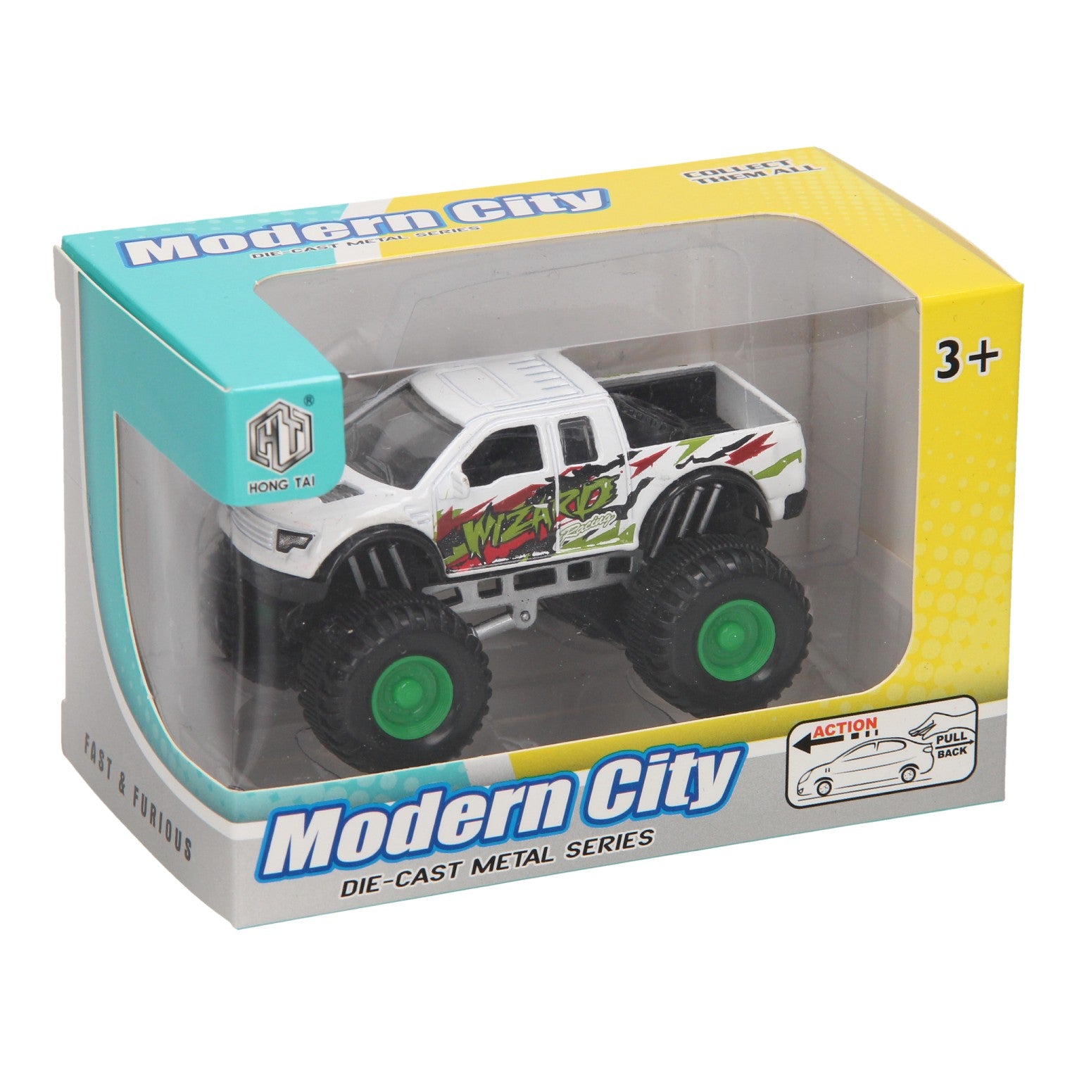 Die-cast pull back monstertruck
