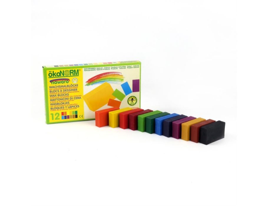 Ökonorm waskrijt blokjes nawaro - color set - 12 stuks