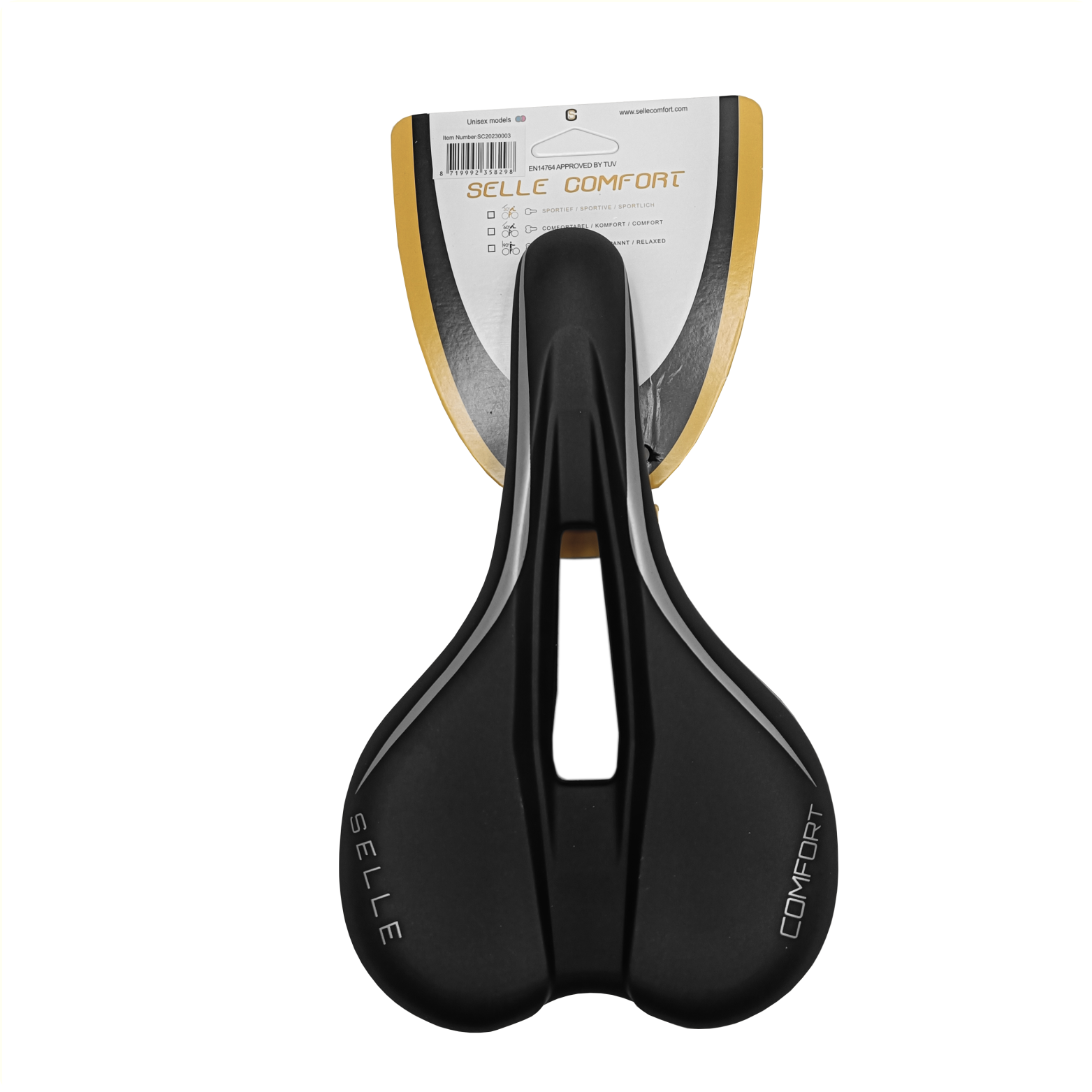 Selle comfort zadel vintage 2 met gat, zonder strop lengte 27,5 cm, breedte 17cm