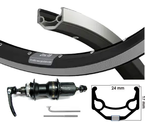 Kgs Achterwiel 26 inch (559) zac19 zwart cassette 8/9 speed uitval