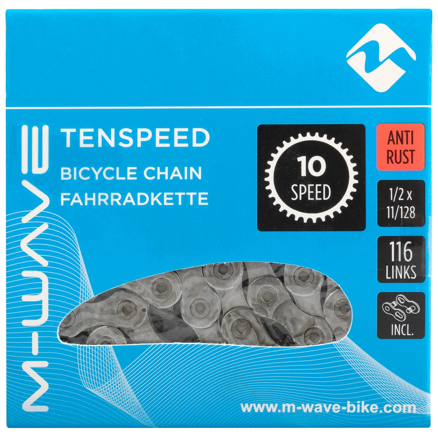 M-wave (kmc) ketting 10-speed 11 128 116 schakels anti roest in box