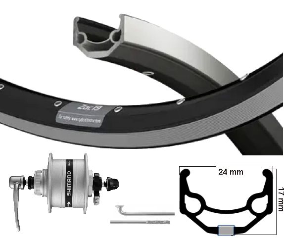 Kgs Voorwiel 28 inch (622) zac19 zw/zilver naafdynamo 6v 3w uitval