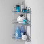 Metaltex onda badkamer-hoekrek 3 etages 22x22x53 cm zilver