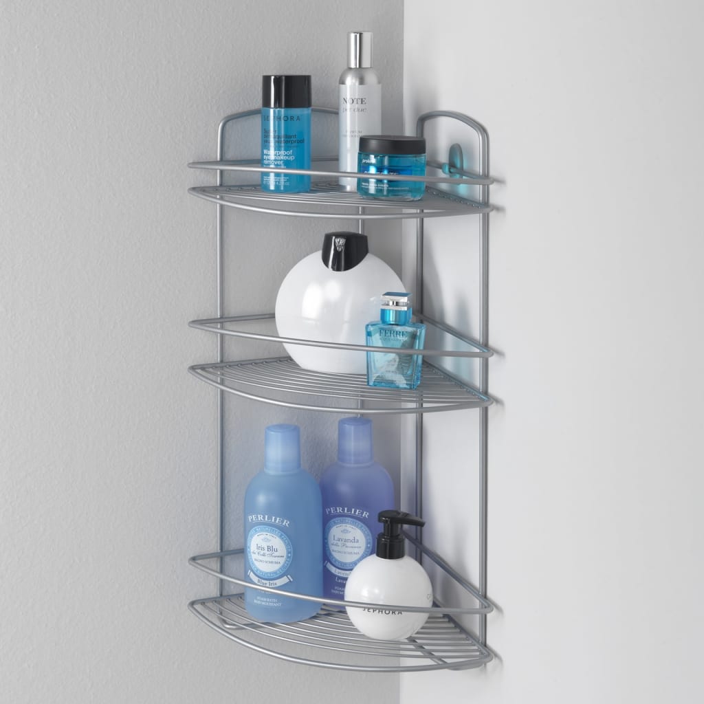 Metaltex onda badkamer-hoekrek 3 etages 22x22x53 cm zilver
