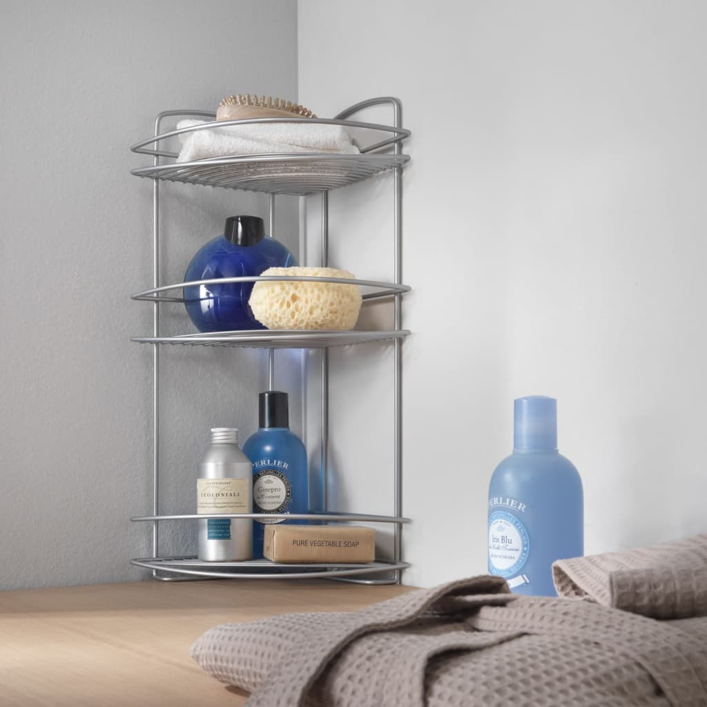 Metaltex onda badkamer-hoekrek 3 etages 22x22x53 cm zilver
