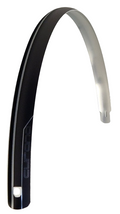 Curana Achterspatbord 28 inch kunststof 40 mm mat zwart/zilveren bies