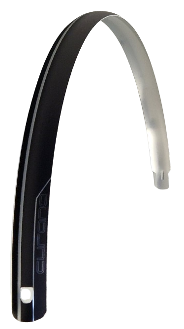 Curana Achterspatbord 28 inch kunststof 40 mm mat zwart/zilveren bies