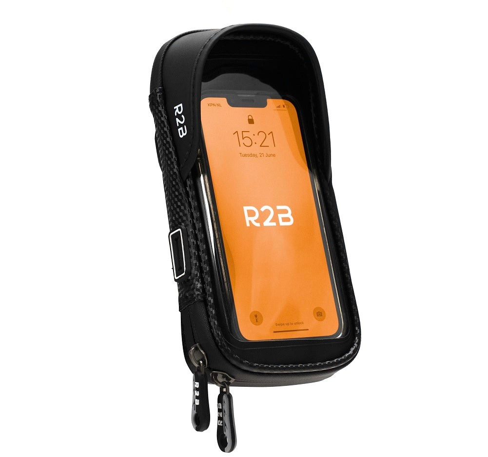R2b R2B Telefoonhouder Leiden zwart, passend voor schermen tot 19x9x4cm (hangverpakking)