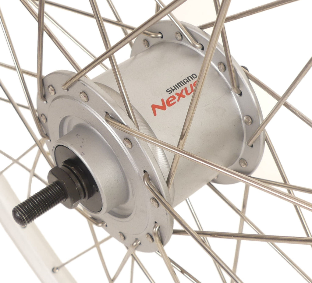 Voorwiel 28" / 622 x 19C met Shimano dynamonaaf voor velgrem - zilver