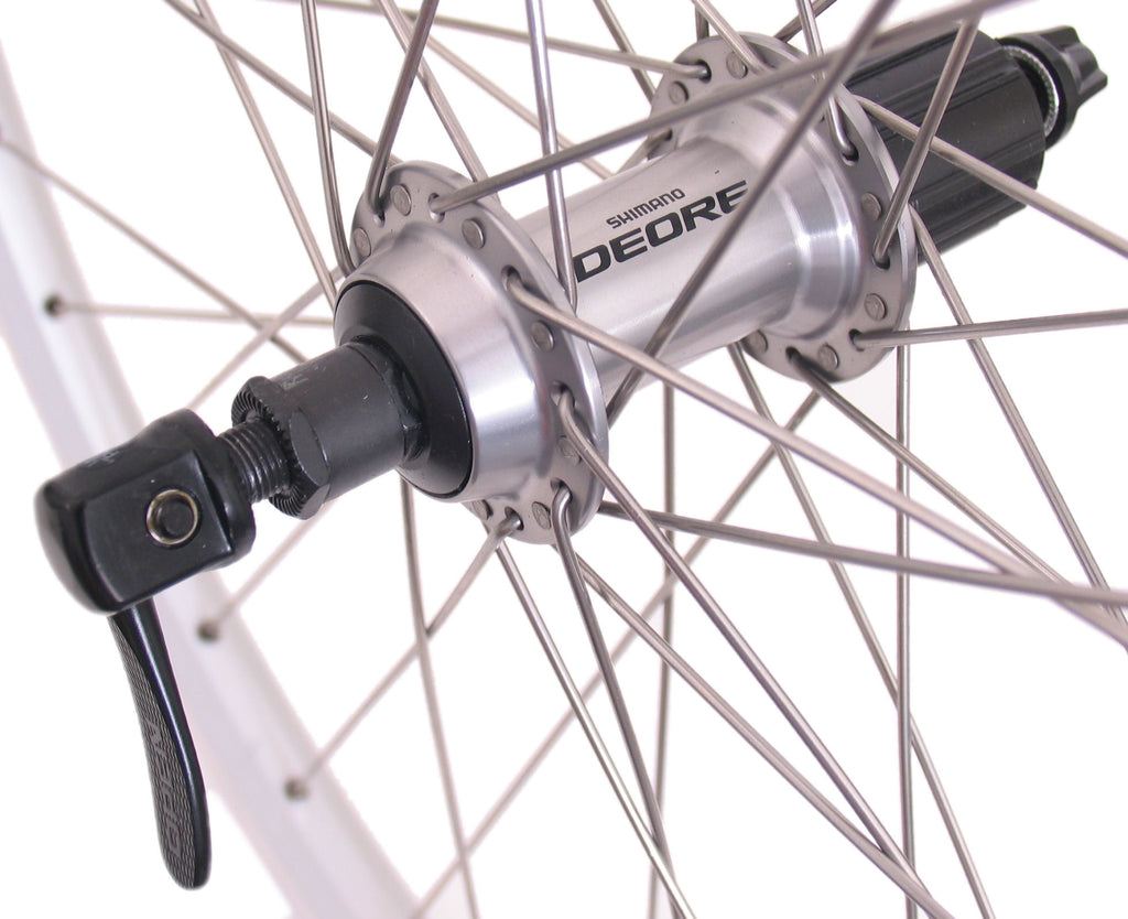 Achterwiel 26" ATB - ZAC19 velg Shimano Deore naaf - RVS spaken - zilver