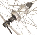 Achterwiel 28" / 622*14C velg - 8/9/10V Shimano TX500 QR naaf - gepolijst zilver