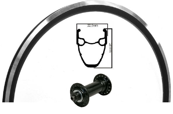 Kgs voorwiel 28" race uitval rvs spaken zwart/zilver