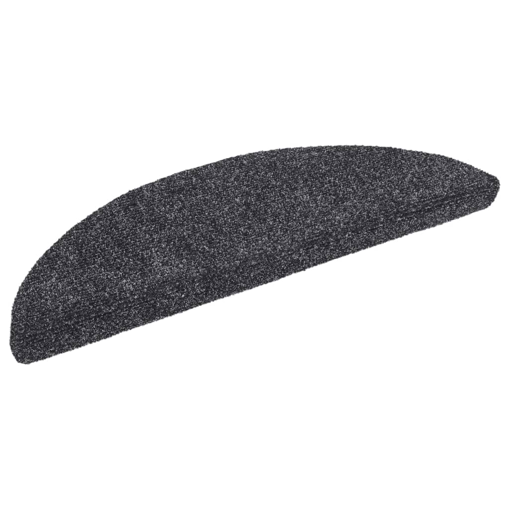 Vidaxl trapmatten zelfklevend 15 stuks 56x17x3 cm donkergrijs halfrond