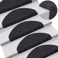 Vidaxl trapmatten zelfklevend 15 stuks 65x21x4 cm zwart halfrond groot